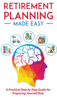 Cover image: colorful geometric head with circular activity icons around it and the title 'RETIREMENT PLANNING MADE EASY'.
