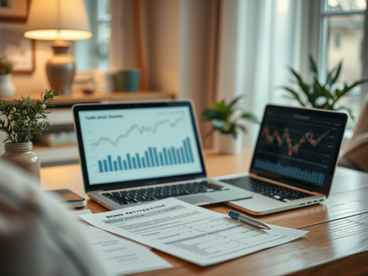 laptops with graphs of financial data