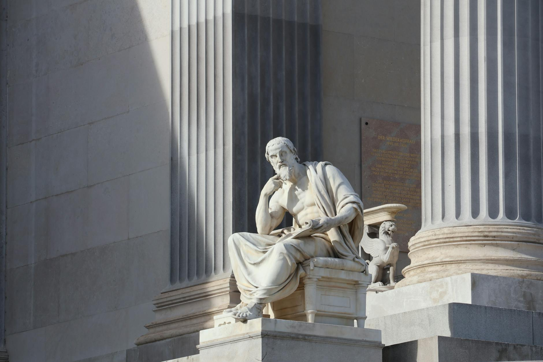 statue of historical figure at austrian parliament