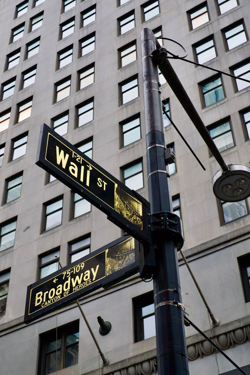 wall street and broadway signs in nyc