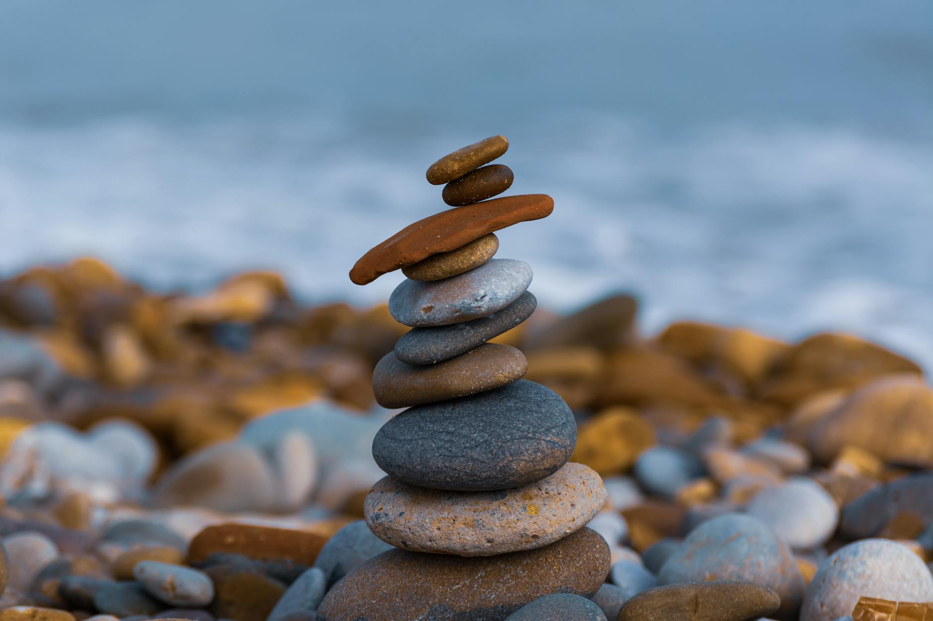 stone stack in close up photography