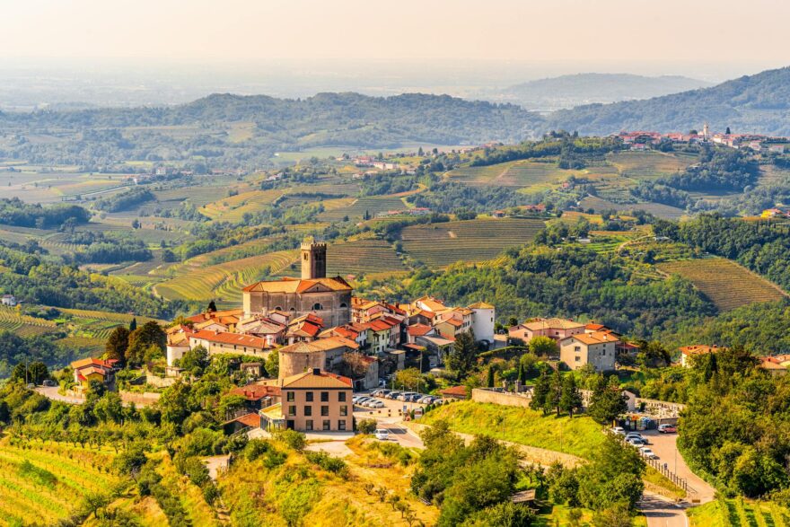 scenic view of gorizia hilltop village in italy