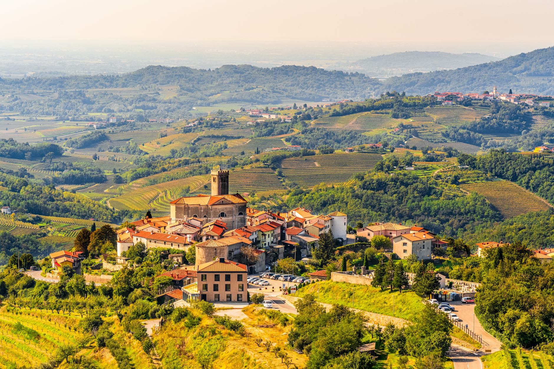 scenic view of gorizia hilltop village in italy