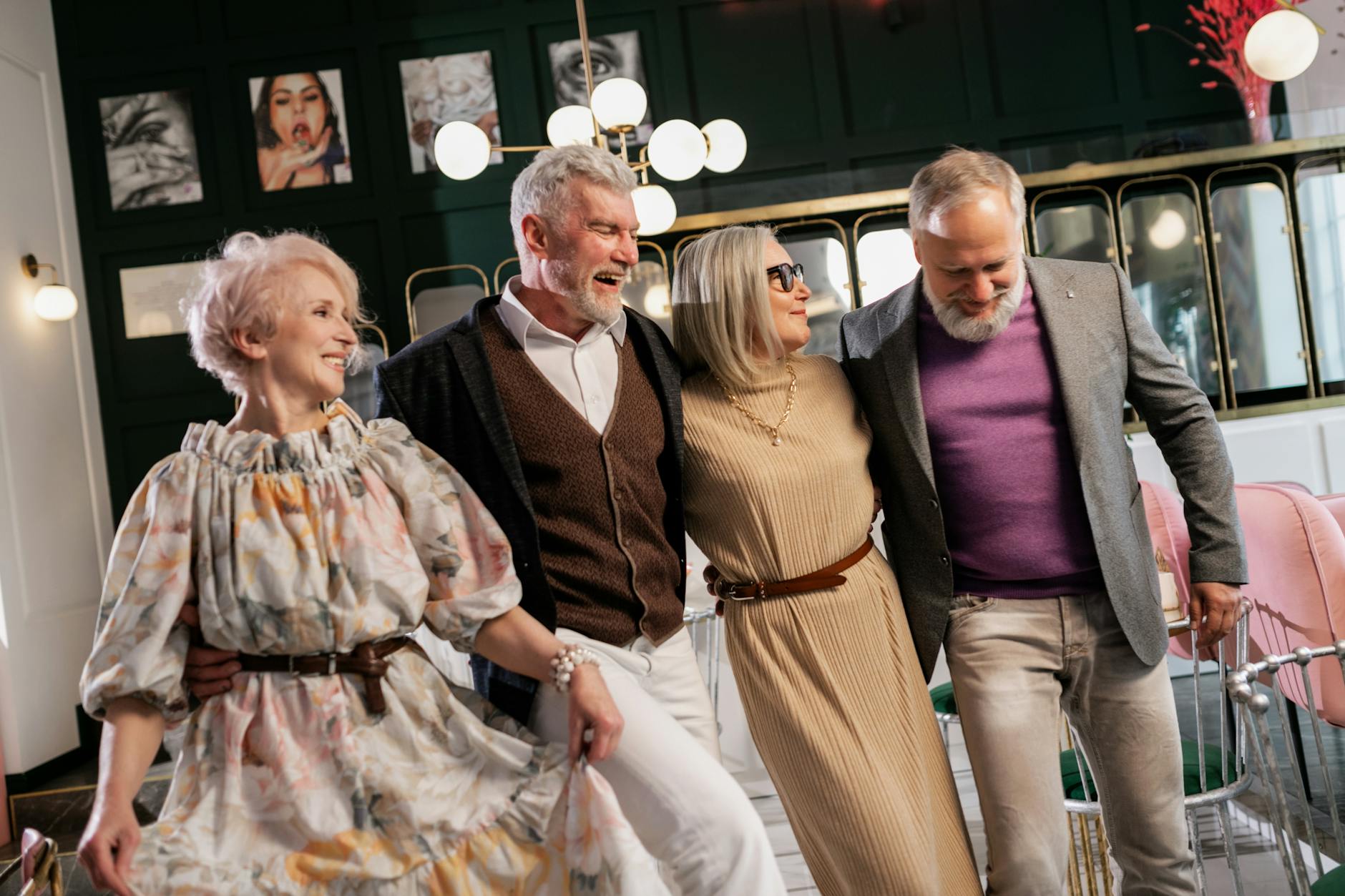 elderly people dancing together