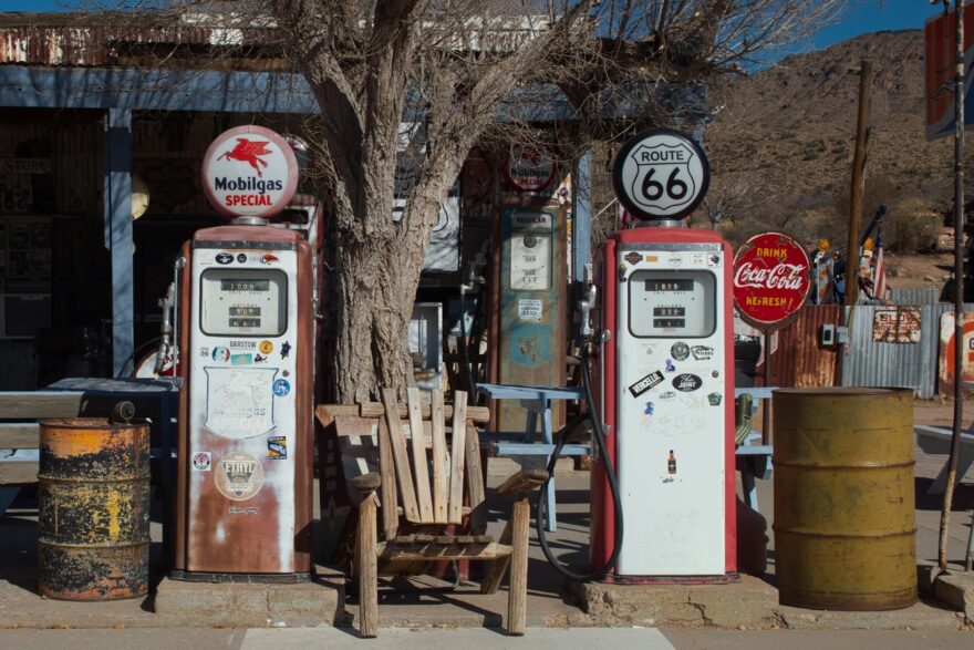 retro gas pumps at hackberry in arizona