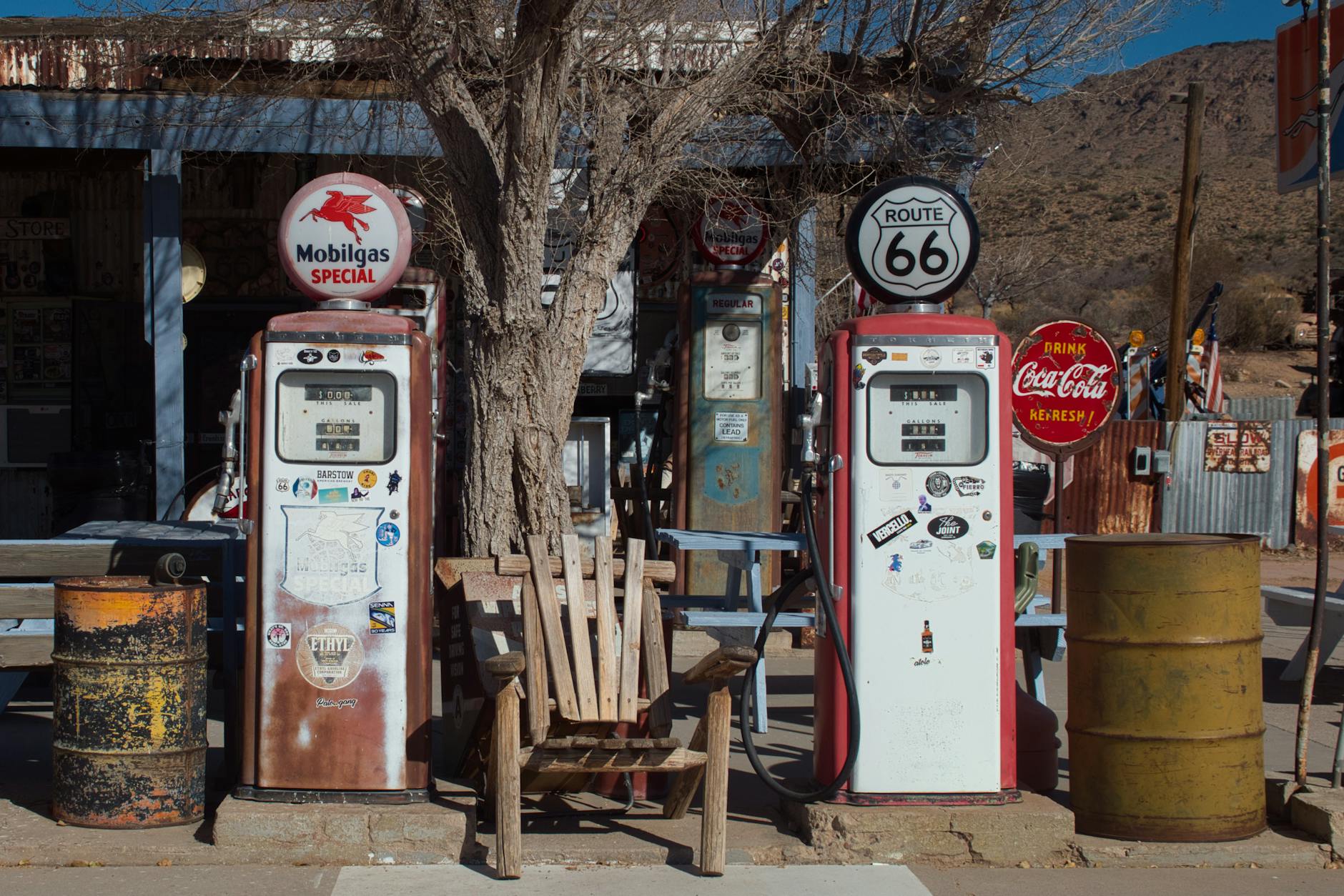 retro gas pumps at hackberry in arizona