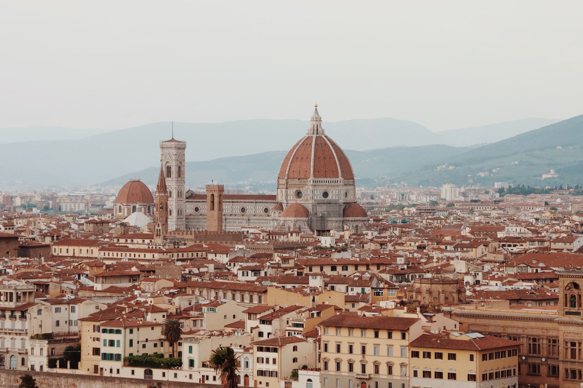 view of florence with the florence cathedral in florence in italy
