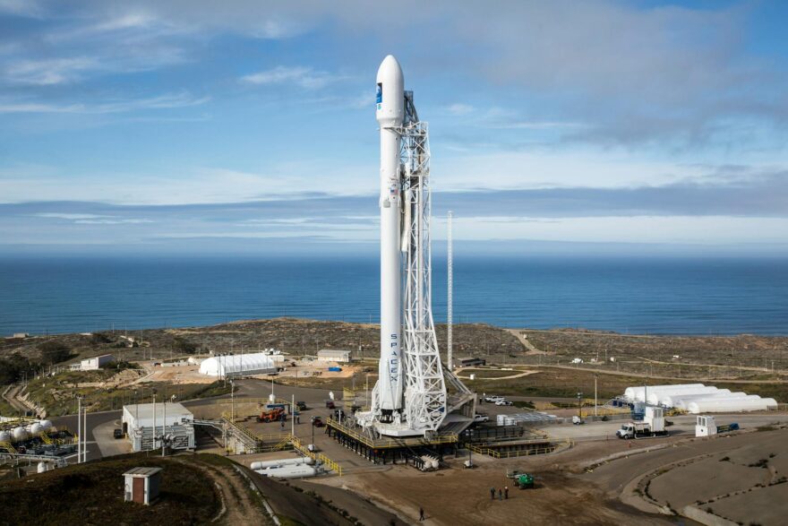 white rocket launch pad