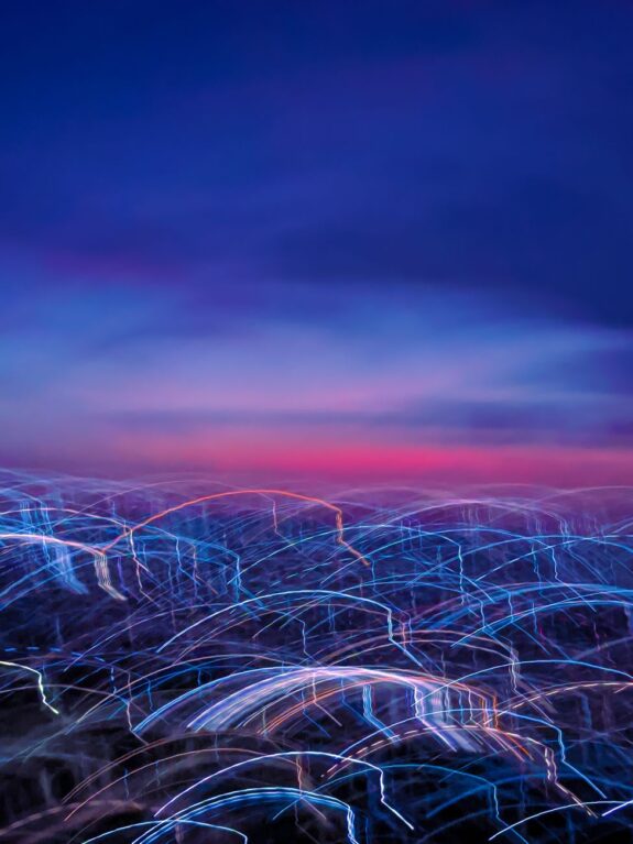 vivid abstract nighttime cityscape lights